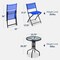 Best Choice Products 3-Piece Patio Bistro Dining Furniture Set w/ Round Textured Glass Tabletop, Folding Chairs